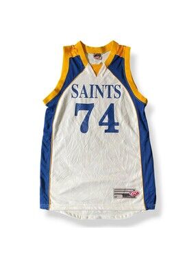 Vintage Rawling Saints Basketball Jersey 74 White Mens Size 40